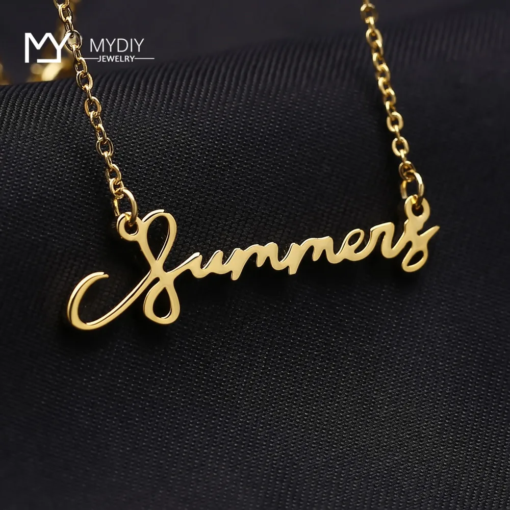 Personalized Nameplate Necklaces Custom Name Necklace Pendants Cursive Handwriting Stainless Steel Chain For Women Couple Gift | Украшения