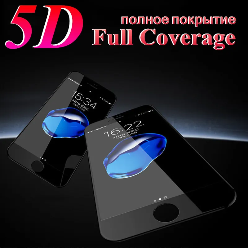 

8 8 Plus Newest 5D Full Coverage Tempered Glass For iPhone On 8 Plus Toughened Glass Curved Edge Screen Protector Cover Film
