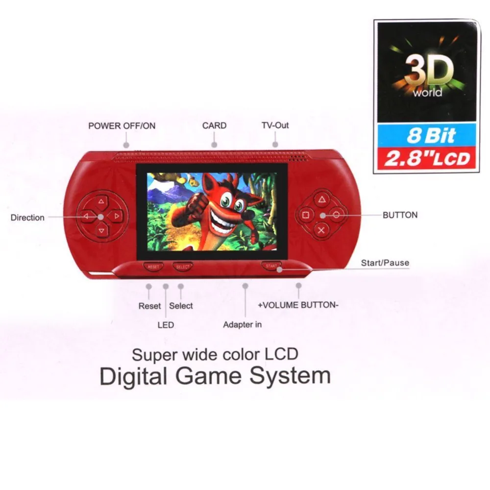 2021 PVP 3000 Handheld Game Player Built-in 89 Games Portable Video 2.8'' LCD Handheld Player For Family Mini Video Game Console