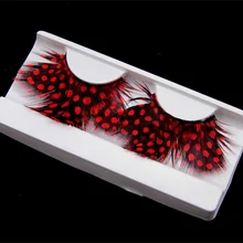 1 пара красных перьев 3D Поддельные ресницы Хэллоуин натуральный сценический художественный костюм вечерние накладные ресницы инструменты для макияжа Y24