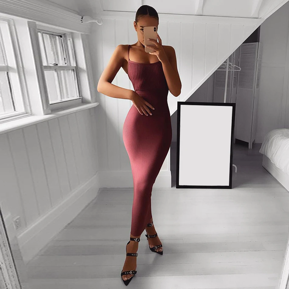 Adyce Bodycon Summer Bandage Dress Women Vestido 2019 Sexy Spaghetti Strap Sleeveless Maxi Club Celebrity Evening Party Dresses