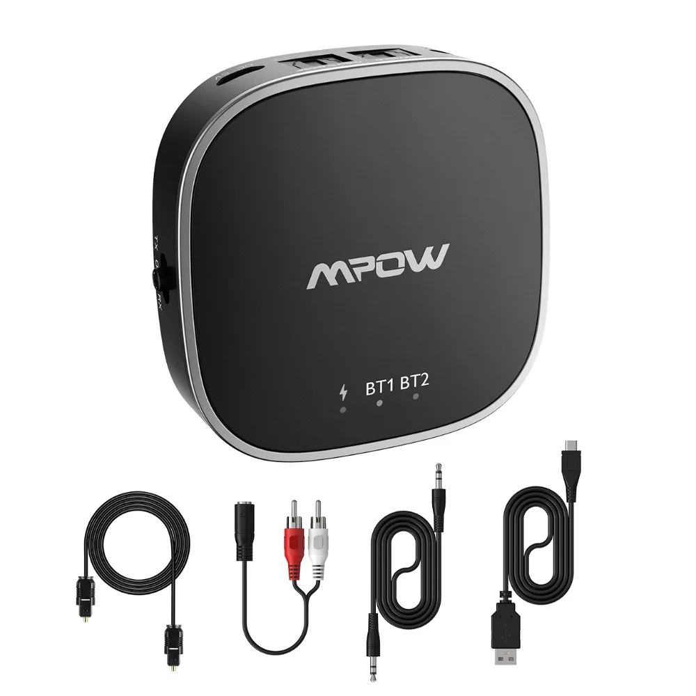 Mpow Bluetooth передатчик и приемник 2-в-1 Bluetooth5.0 адаптер цифровой оптический TOSLINK аудио конвертер AUX и RCA для ТВ аудио передатчик