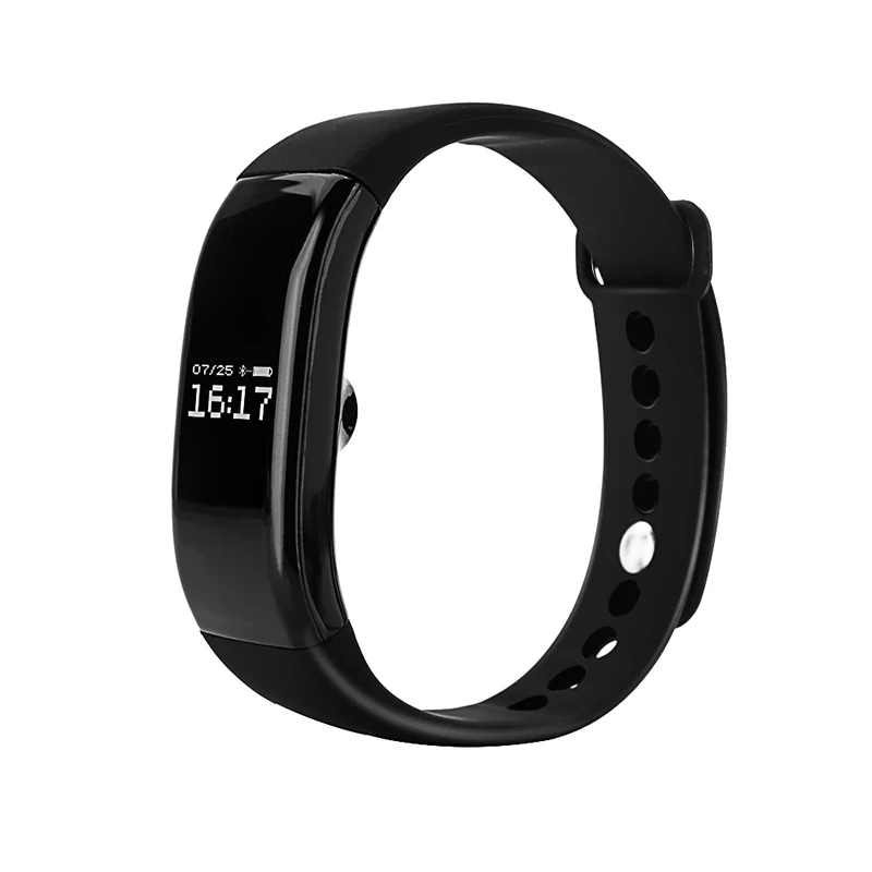 Bluetooth Smartwatch Смарт-часы монитор сердечного ритма браслет напульсник SmartBand трекер фитнес-активности для IOS Android - Цвет: Черный