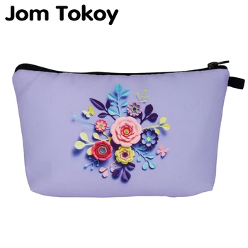 

Jom Tokoy cosmetic organizer bag Flowers 3D print Cosmetic Bag Fashion Women Brand makeup bag