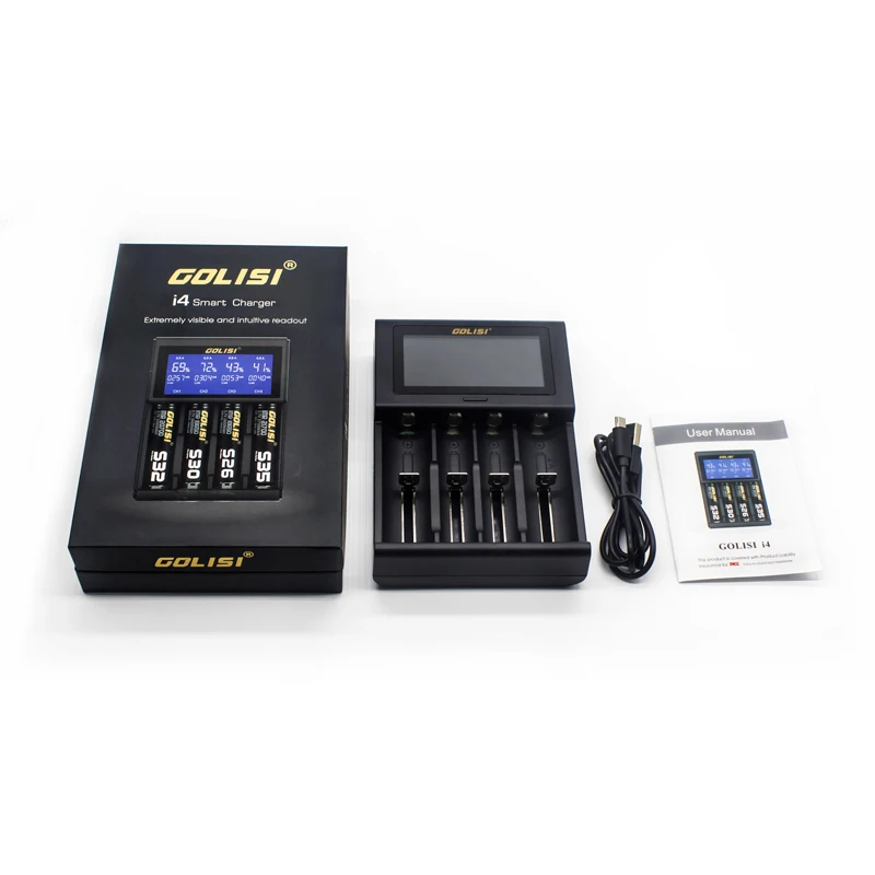 Оригинальное умное зарядное устройство GOLISI I4 для 18650 20700 26650 Li Ion Ni MH Cd AA AAA