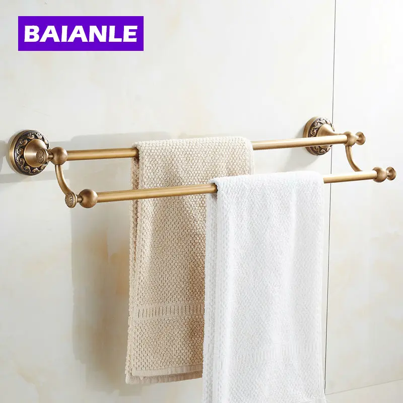 Wall Mounted Rail Double Towel Bar Finish Holder Towel Rack Bathroom Accessories