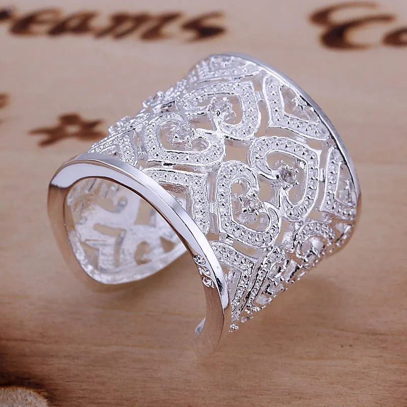 Fashion Jewelry Silver Ring Nice Party Rings for Women Big Crystal Ring