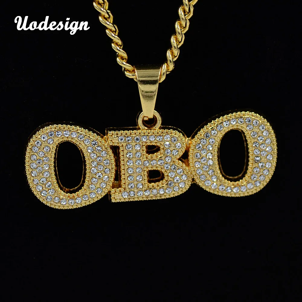 Uodesign Gold Finish Iced Crystal Letter OBO Pendants &amp Necklaces Charm Men Women Hip Hop Jewelry | Украшения и аксессуары
