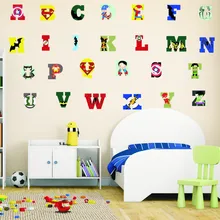 Супер герой дикие животные ABC Алфавит 26 наклейки на стену в форме букв художественные виниловые наклейки домашний декор для детской комнаты детская комната спальня Фреска