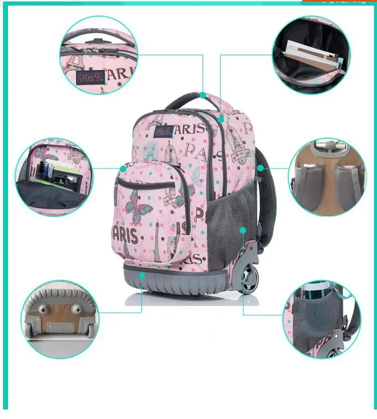 saco do trole bagagem rodas mochilas saco para a escola