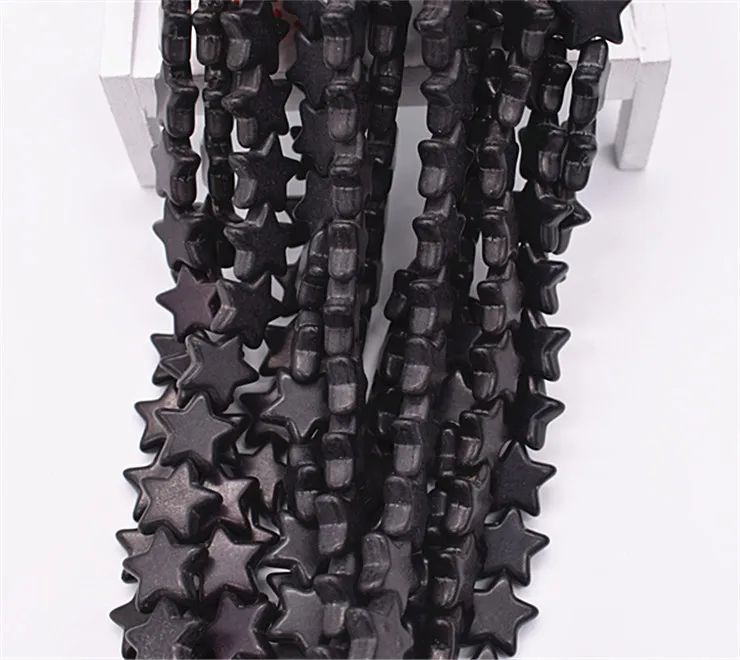 

1string 15mm Black Color Star Shaped Stone Beads For Making DIY Necklace Bracelet Personality Jewelry