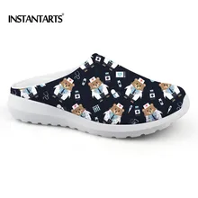 INSTANTARTS/Новая летняя пляжная обувь; мужские уличные сандалии; женские милые сетчатые туфли с принтом медведя; пляжные шлепанцы на платформе