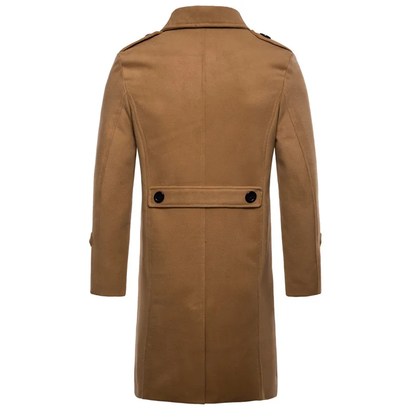 Новинка, мужское плотное шерстяное пальто с отворотом, модное мужское деловое длинное однобортное приталенное пальто в английском стиле на осень и зиму