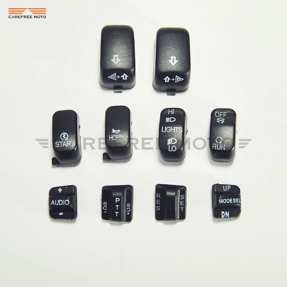 

10 PCS BLACK Motorcycle Radio Cruise Control Switch Cap Kit Case for 1996-2013 Harley Touring 2010 2011 2012