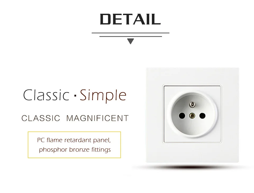16A French Standard Wall Electric Power Socket Plug PC Outlet Panel Switched AC 110-250V 86mm90mm Electrical outlet for Mobile (5)