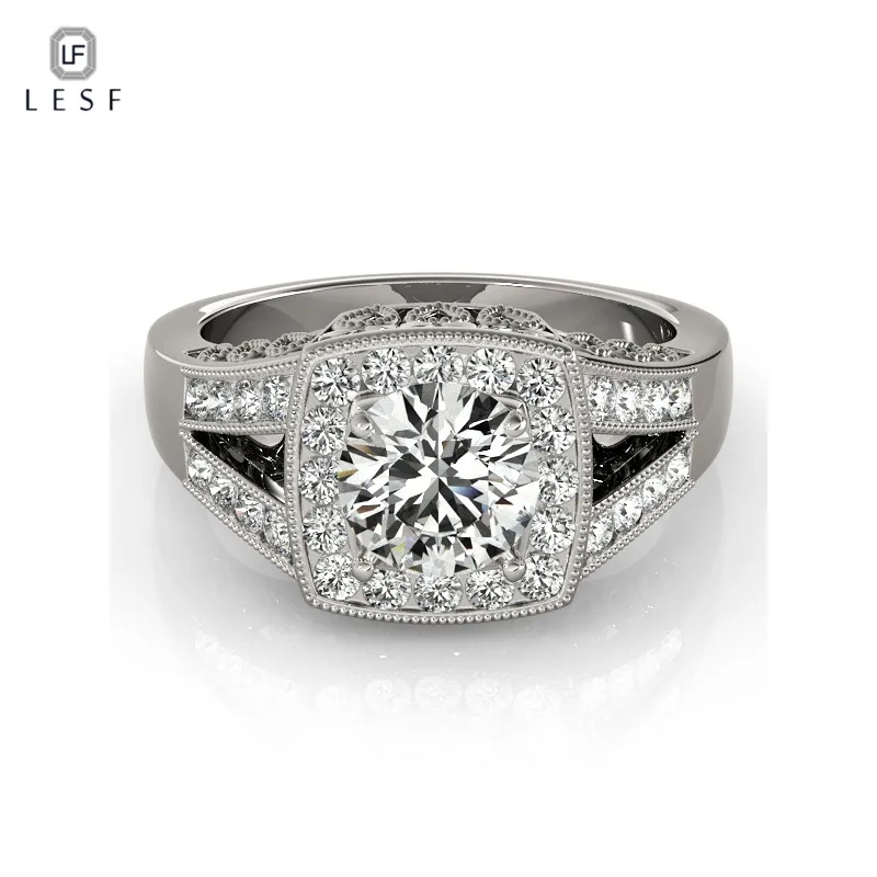 

LESF Luxury Women Jewelry Rings 1.25 ct Round Cut Zircon Stones 925 Sterlign Silver Wedding Engagement Rings Can Be Customized