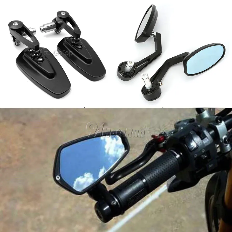 

7/8" Universal Round Motorcycle Mirrors Rear View Handle Bar End Rearview Side Mirrors Oval For Honda Suzuki Yamaha Cafe Racer