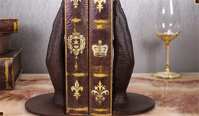 2 الحديد الزهر اليد الدفتين المعادن كتاب ينتهي العتيقة مكتب دراسة الجدول الديكور المنزل مكتب ريفي الحرفية البني خمر نحتي