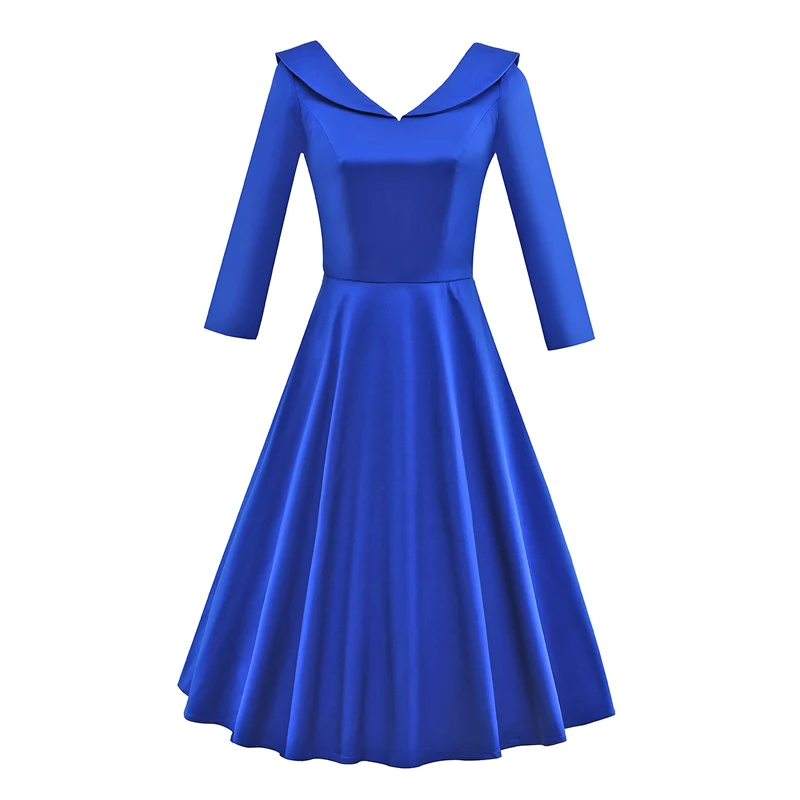 Kostlish 2017 Retro Hepburn 50s Women Dress 34 Sleeve A-Line Vintage Dress Elegant Big Swing Rockabilly Party Dresses Plus Size (15)