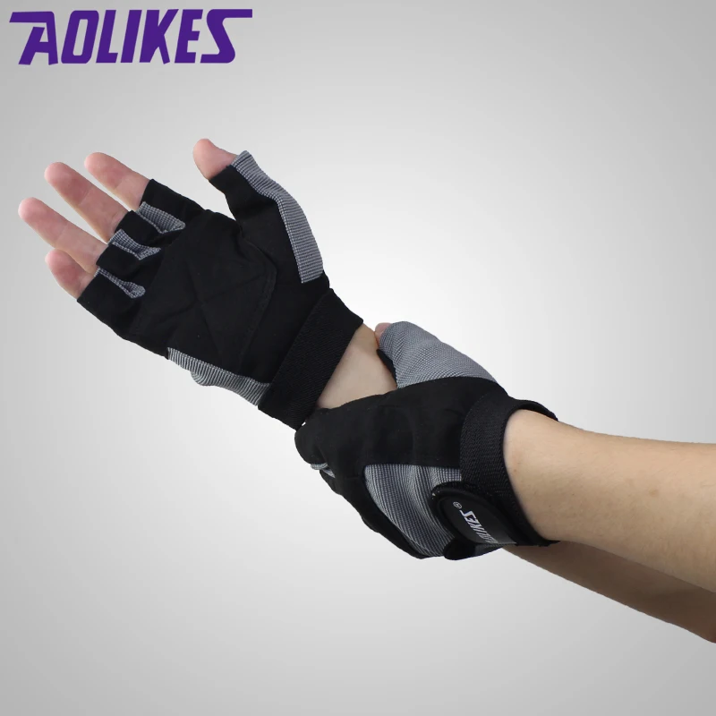 Aolikes رياضة بناء الجسم التدريب ياقة قفازات الرياضة قفازات رفع الأثقال ممارسة زلة مقاومة رياضة المضادة للانزلاق قفازات
