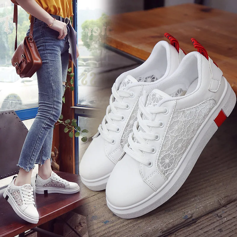 

Women Fashion Summer Shoes Casual Ladies Shoes Cutouts Lace Up Breathable Flat Shoes Woman Slip On White Sneakers