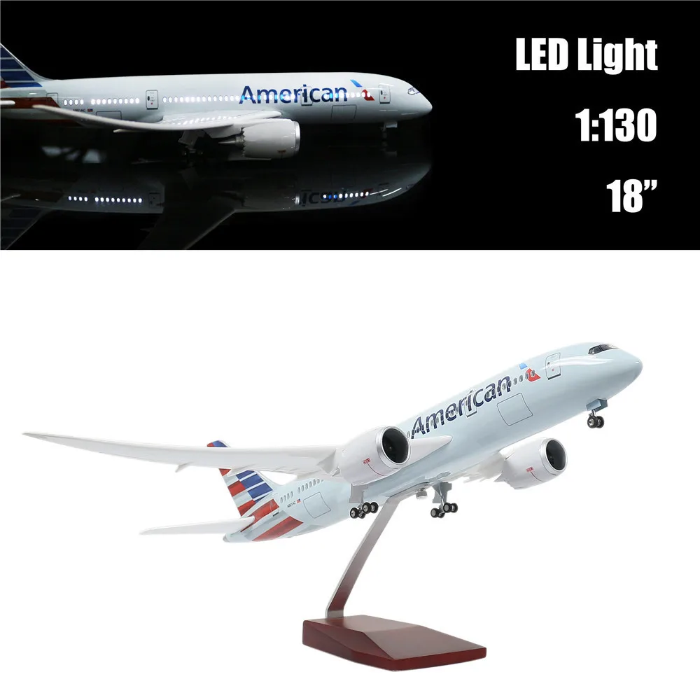 46 см 1: 130 литая под давлением модель самолета Американский Boeing 787 со светодиодной