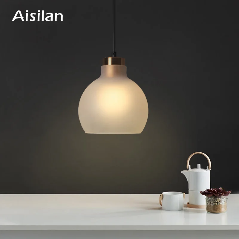 Aisilan LED Dining Room Lamp Nordic Artistic Glass Pendant Light Minimalist Bar Study Cafe Hang Lamp Bedside Lamp