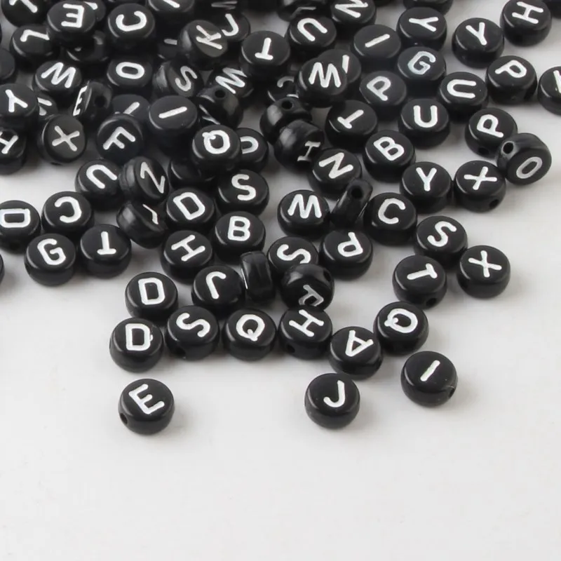 

300PC Black Acrylic Letter Beads High Quality oblate Alphabet Beads For Jewelry Making Necklace Bracelet DIY Accessories