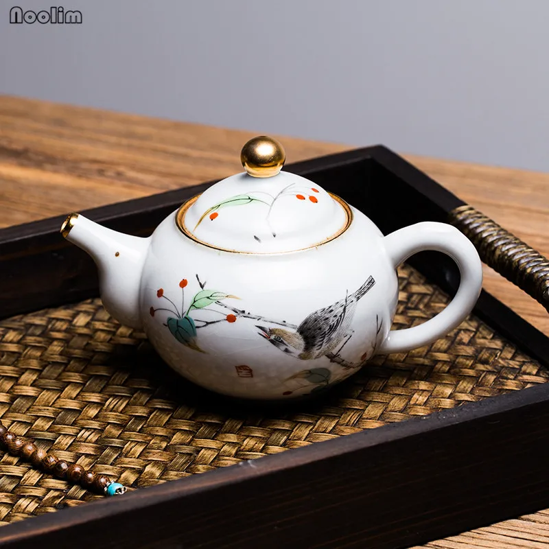 NOOLIM Цзиндэчжэнь, антикварная печь, чайник, ретро Китайский кунг-фу, фарфоровый чайник с заваркой, ручной работы, пуэр, чайник, чайная посуда - Цвет: 03