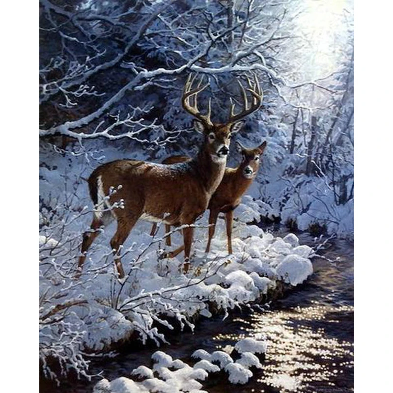 

Diy diamond painting diamond embroidery winter scenery decorative pictures of rhinestones snow deer home decoration set ZP-171