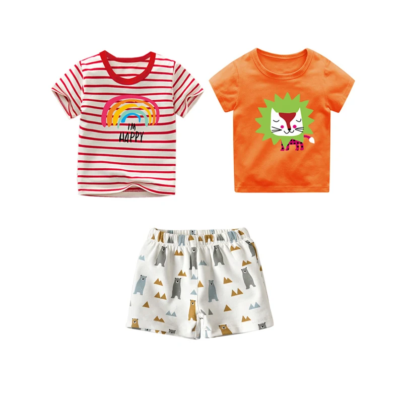 

2018 baby boy and girl body suit quality 100% cotton children t shirt pants summer cartoon kids clothing sets for choice