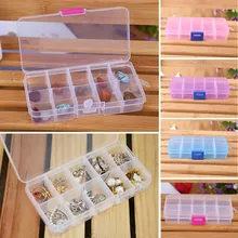 10 Grids Adjustable Jewelry Beads Pills Nail Art Tips Storage Box Case 4 Colors