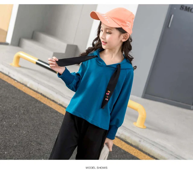 2019 Girls Sport Clothes Set Hoodie Top+ Bloomers Pants 2PC Girls Clothing Set Teenage Kids