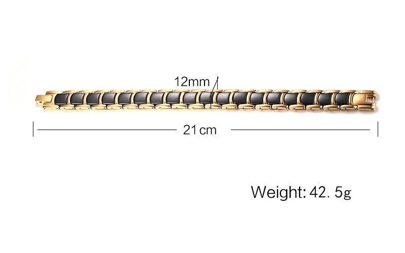 Vinterly Steel Magnetic Bracelet Male Black Ceramic Energy Germanium Bracelets Men Hand Chain Gold Color Hologram Bracelet Male