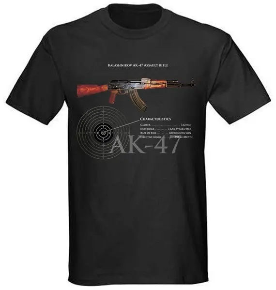 

hot selling top New Mens Black Cotton Military Russian T-Shirt AK-47 Kalashnikov