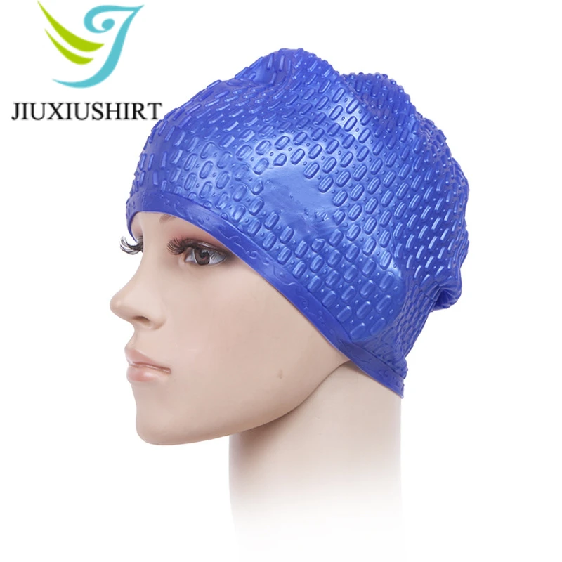 6 Color Women Silicone Swimming Cap Flexible Waterproof Adult Waterdrop
