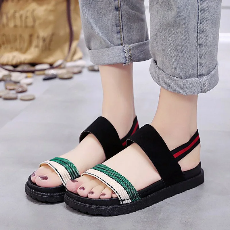 

Female Student Sandals 2019 New Summer Female Models Korean Version Harajuku Style Flat Bottom Wild Muffin Bottom Sandals L42