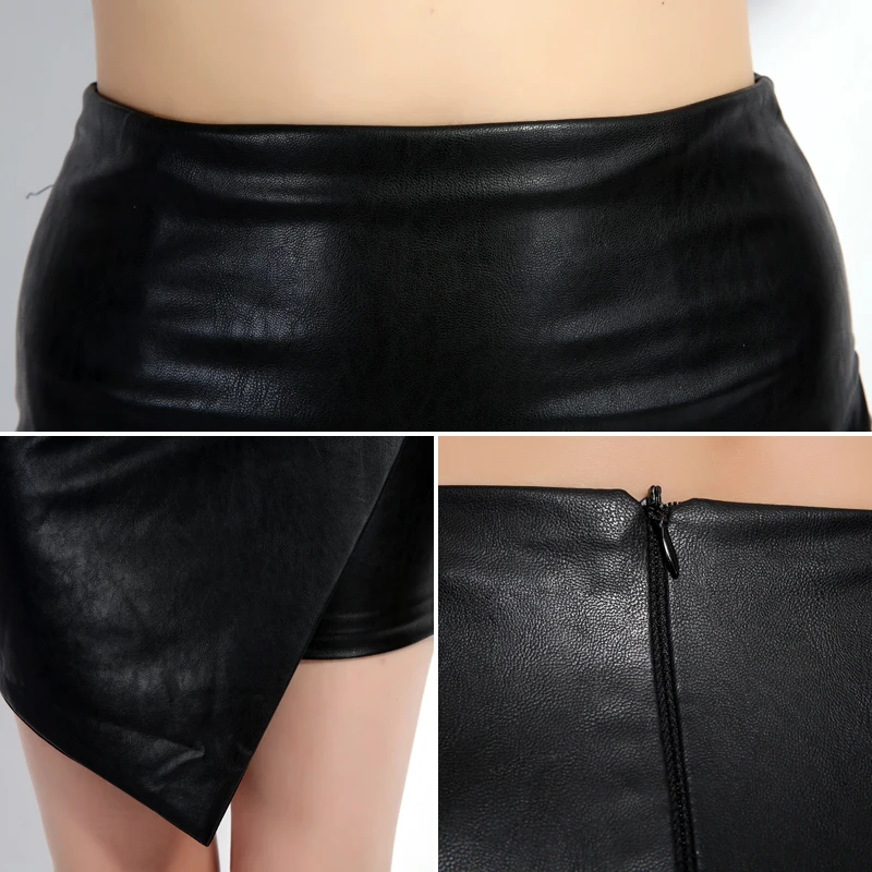 A Forever Женская мини-юбка Модная Рок Асимметричная юбка из искусственной кожи Сексуальная Повседневная тонкая черная полиуретановый рюкзак Юбки До Колена AFF1152
