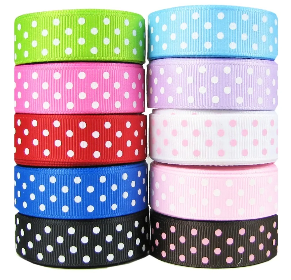 NEW mixed 10yards 7/8 &quot 22 mm Random set dots pattern printed grosgrain ribbon each 1 yard DIY handmade hairbow | Дом и сад