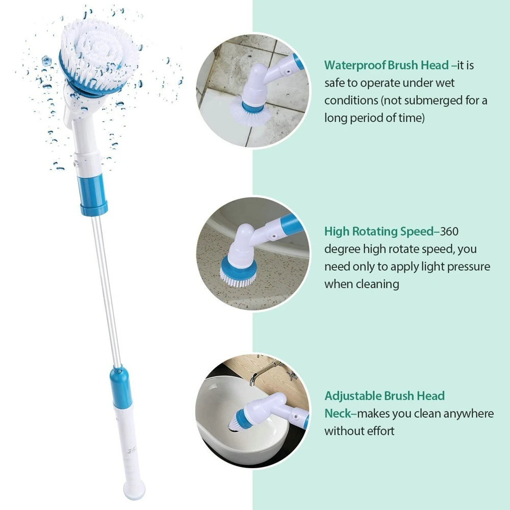 Turbo Scrub Electric Cleaning Brush Adjustable Waterproof Cleaner Wireless Charging Clean Bathroom