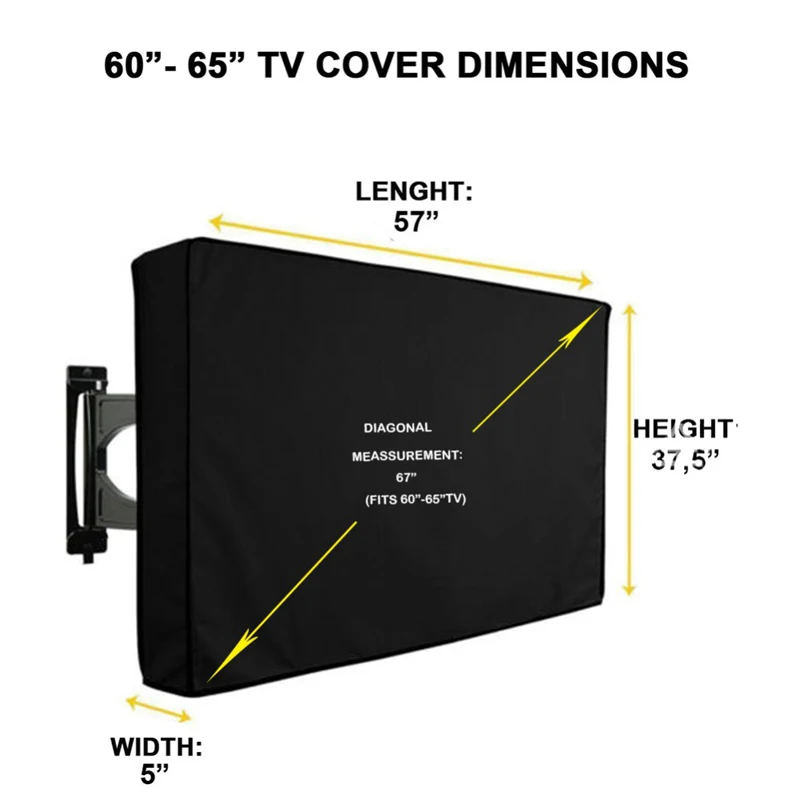 Новейший уличный ТВ чехол для воды и пыли подходит для большинства телевизоров Водонепроницаемый Открытый Чехол для телевизора - Цвет: 60-65inch