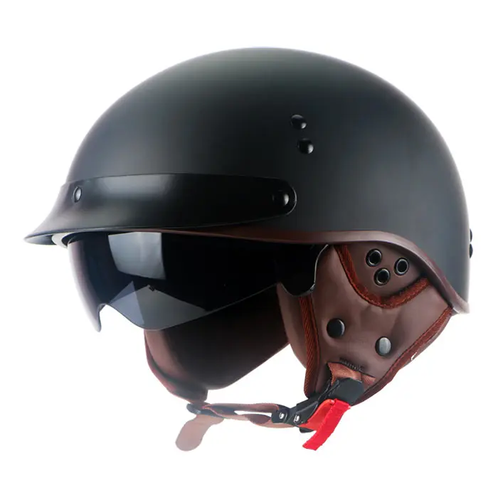 TORC T55 винтажные moto rcycle шлем Vespa Винтаж harley Лето Половина шлем с внутренним козырек струи Ретро мотоциклетный шлем в горошек - Цвет: MATTE BLACK Ear Hood