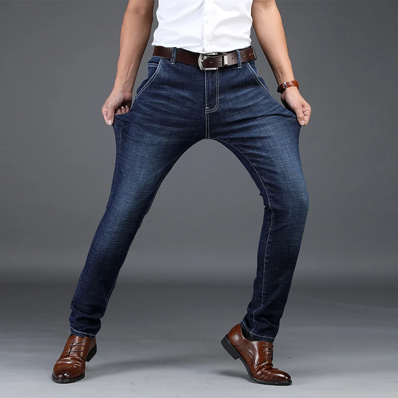 Fashion Business Casual Stretch Jeans Men Autumn Winter Skinny Mens Jeans Pants Famous Brand Denim Trousers 2