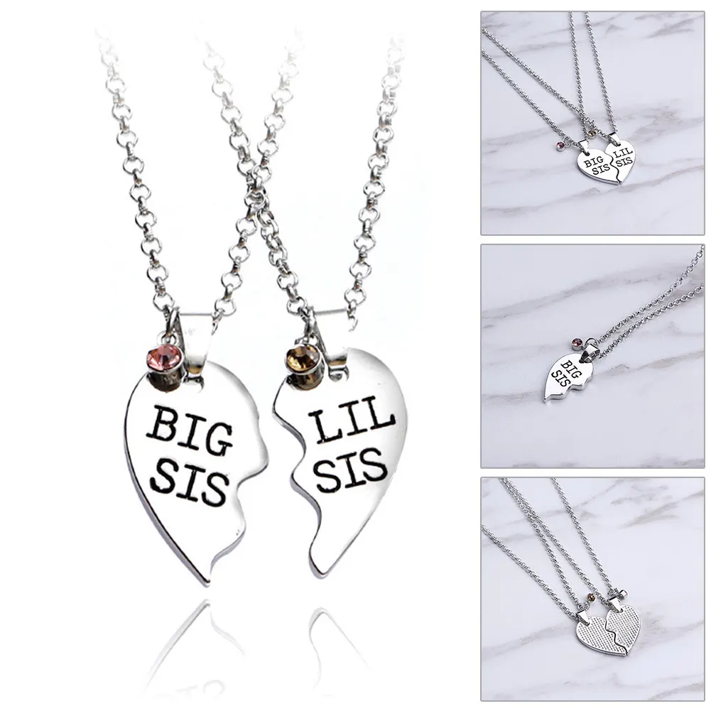 Для сестер BIG SIS LIL Forever лучший друг Сплит сердце семья любовь подарок ожерелье с