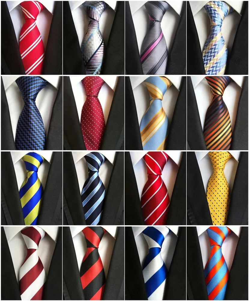 

8cm Classic Black Blue White Orange Striped Ties For Men Jacquard Woven 100% Silk Tie Business Wedding Party Men's Tie Necktie