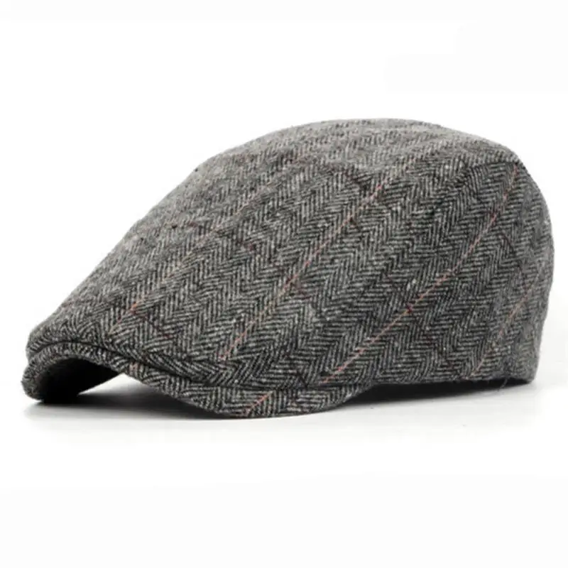

Fashion Autumn Winter Men Cap Hats Berets Vintage Gentleman Style Boy Wool Caps Outdoor Men's Classic Striped Beret Hat Male
