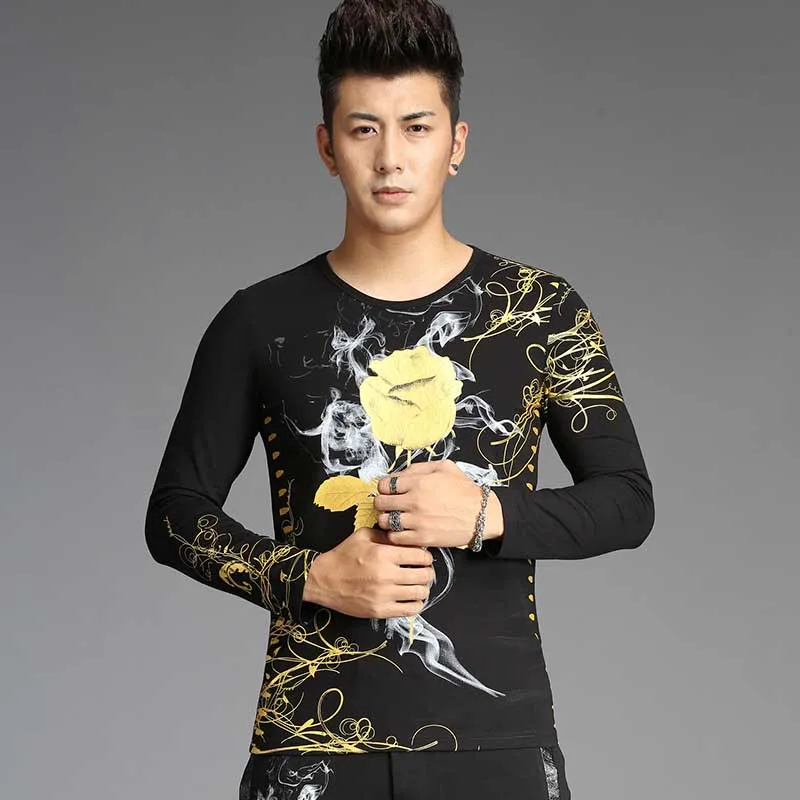 Retro Gilded Rose Floral Printed 3 Piece Sweat Set Tracksuit Men Hoodies Set Casual Slim Fit Jacket + Tshirt + Joggers Pants