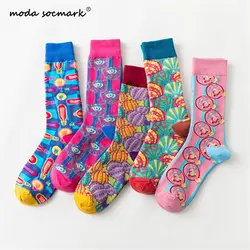 Moda Socmark Модные Разноцветные Веселые носки мужские/женские новые оболочки кактус мягкие дышащие длинные хлопковые носки повседневные