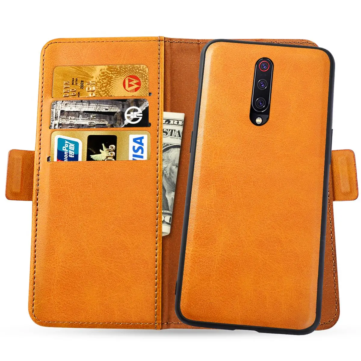

for Xiaomi Mi 9T Mi 9T Pro Case Separable PU Leather Flip Stand Magnetic Wallet Case with Card Pocket Vehicle-mounted Function