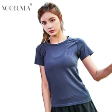 Voobuyla Быстросохнущий стрейчевый облегающий топ для йоги для женщин Спортивная футболка для спортзала фитнес-рубашка для йоги беговые футболки женские спортивные топы